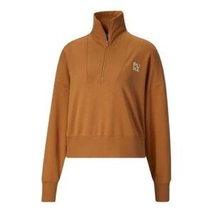 PUMA Women's Brown Half-Zip crop-ish Sweatshirt